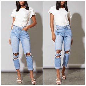 5⭐️ Kancan High Rise Distressed Girlfriend Jeans